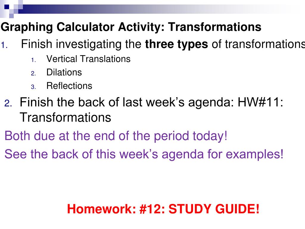 PPT Graphing Calculator Activity Transformations PowerPoint Presentation ID6307243