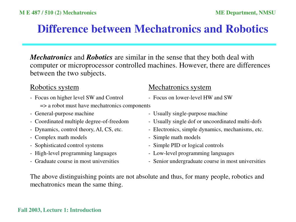 PPT M E 487 or ME 510 (2) Mechatronics PowerPoint Presentation, free