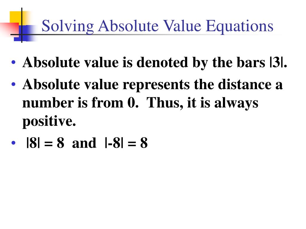PPT Solving Absolute Value Equations PowerPoint Presentation, free