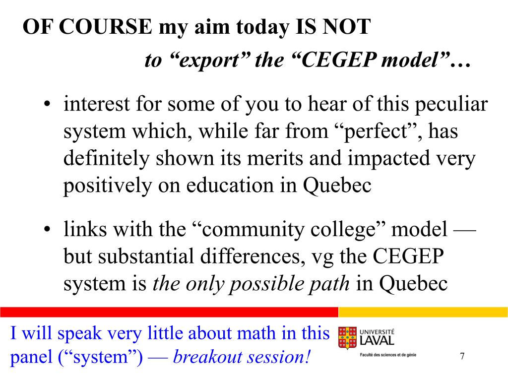 PPT Helping students mature post secondary education in Quebec at