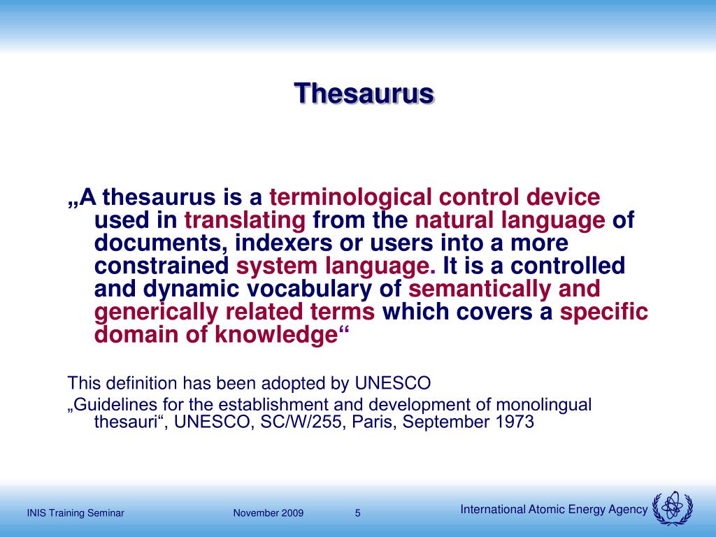 PPT INIS Training Seminar Subject Analysis, Thesaurus und Computer