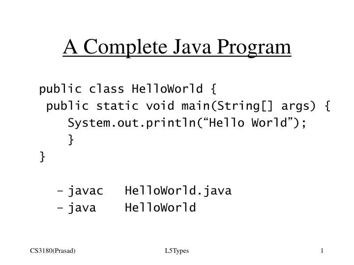 PPT A Complete Java Program PowerPoint Presentation, free download