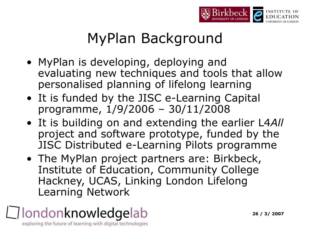 PPT MyPlan Personal Planning for Learning throughout Life lkl.ac.uk