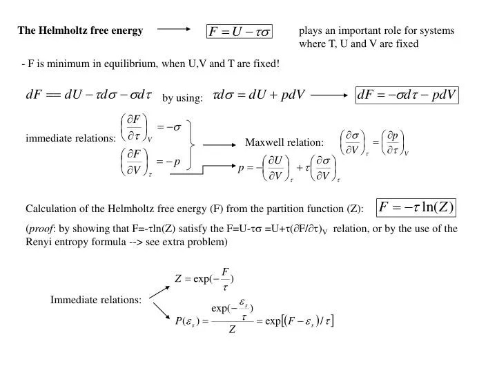 PPT The Helmholtz free energy PowerPoint Presentation