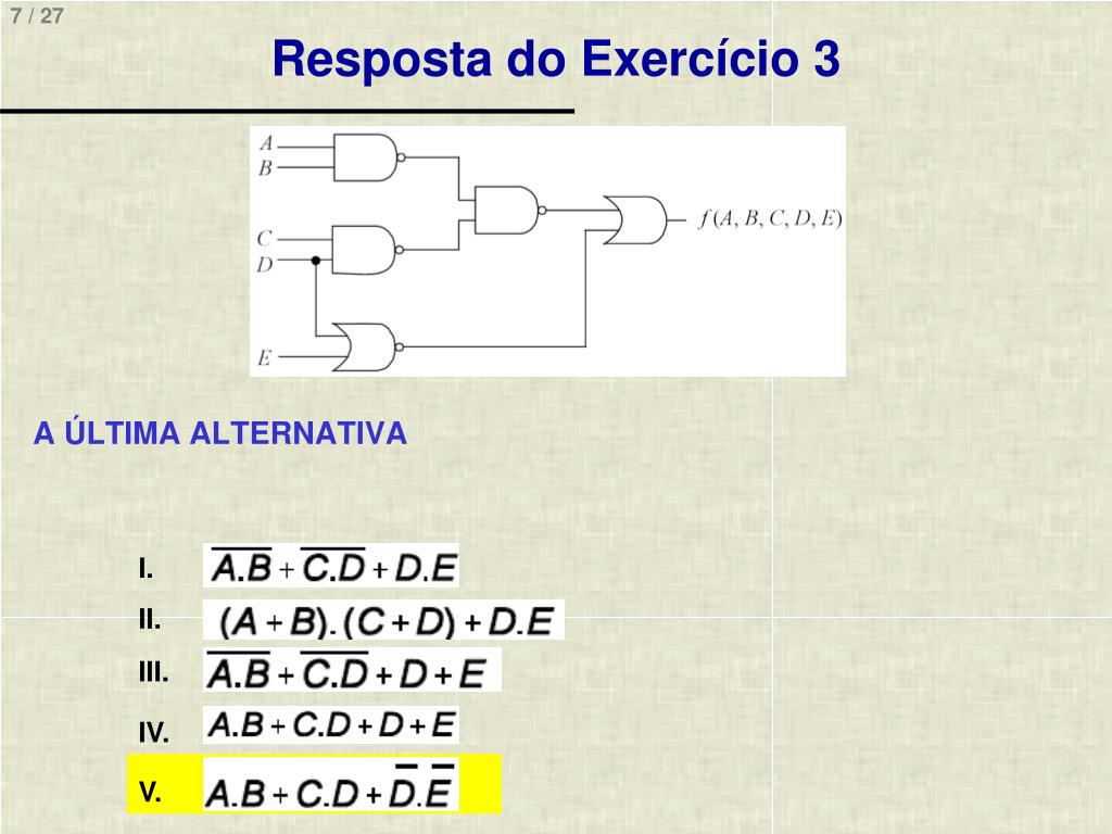 PPT Circuitos Combinacionais Exercícios 1 FONTES e ENADE