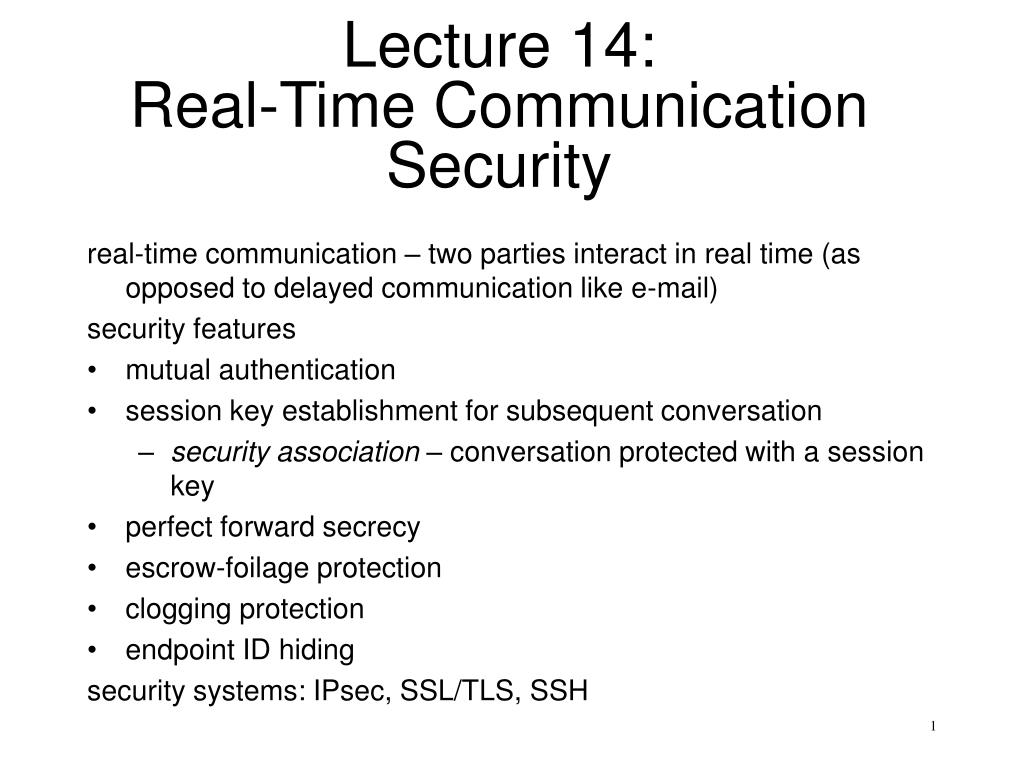 PPT Lecture 14 RealTime Communication Security PowerPoint