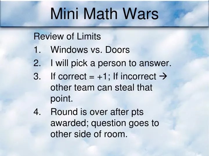 PPT Mini Math Wars PowerPoint Presentation, free download ID6348327