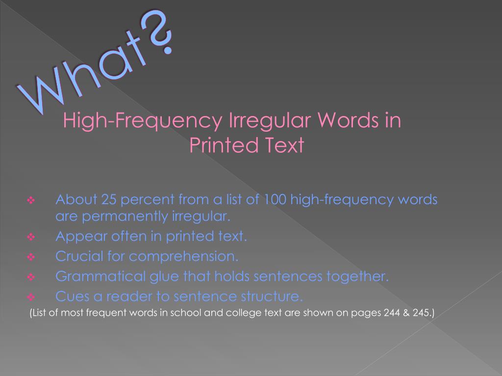PPT Irregular Word Reading PowerPoint Presentation, free download