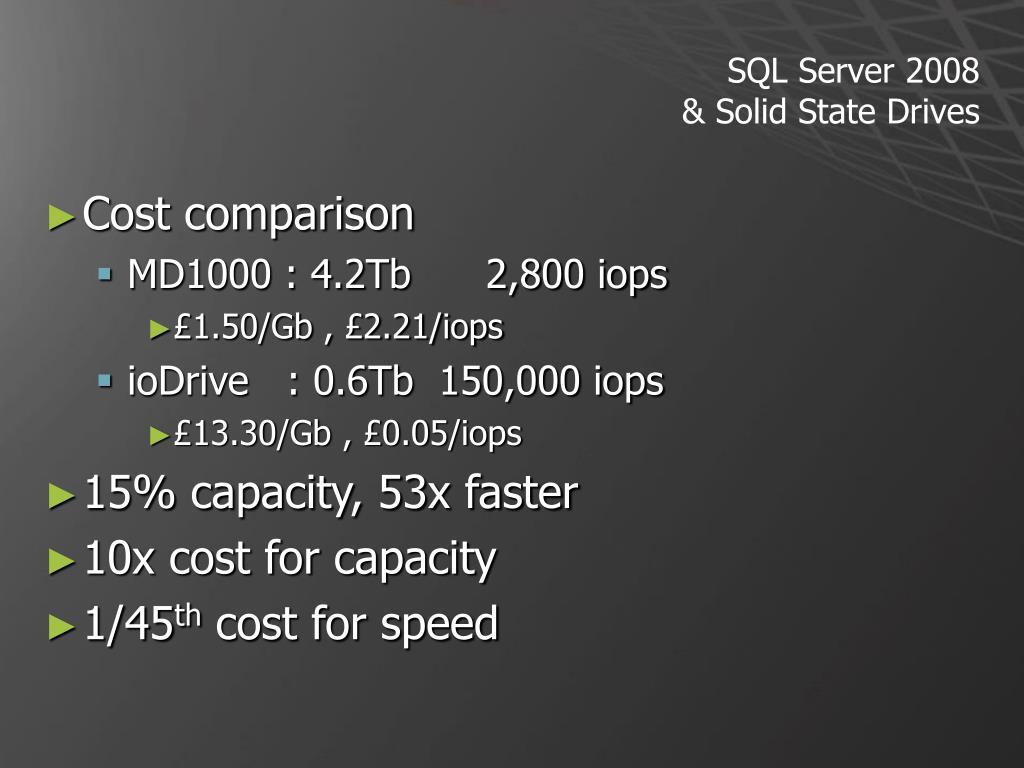 PPT SQL Server 2008 & Solid State Drives PowerPoint Presentation ID