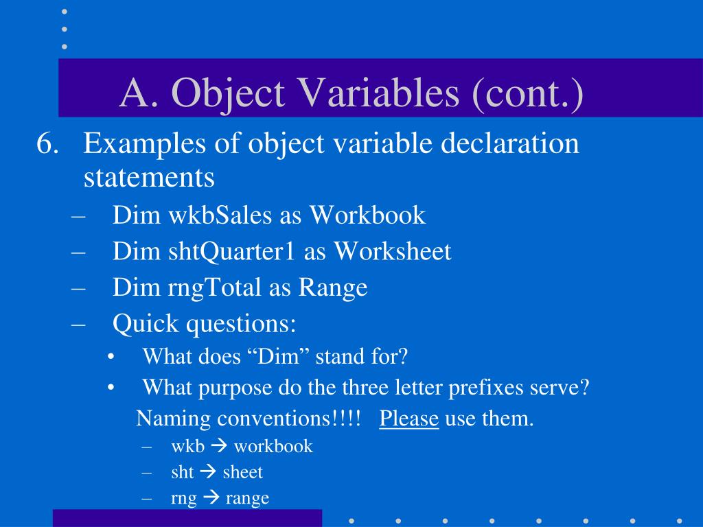 PPT Visual Basic for Applications Object Variables PowerPoint