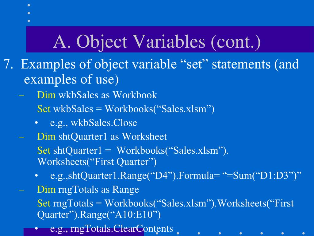 PPT Visual Basic for Applications Object Variables PowerPoint