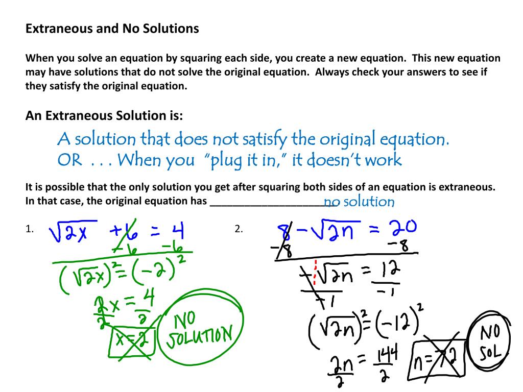 Extraneous Solutions Varsity Tutors