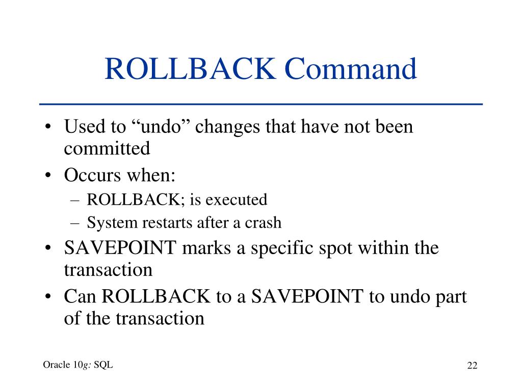 PPT Chapter 5 Data Manipulation and Transaction Control Oracle 10 g