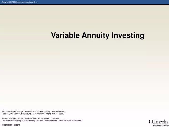 PPT Variable Annuity Investing PowerPoint Presentation, free download