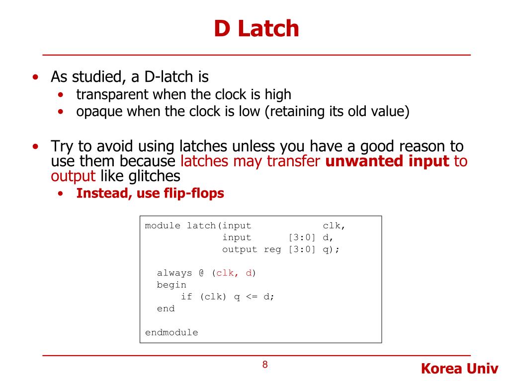 PPT Lecture 6. Verilog HDL Sequential Logic PowerPoint Presentation