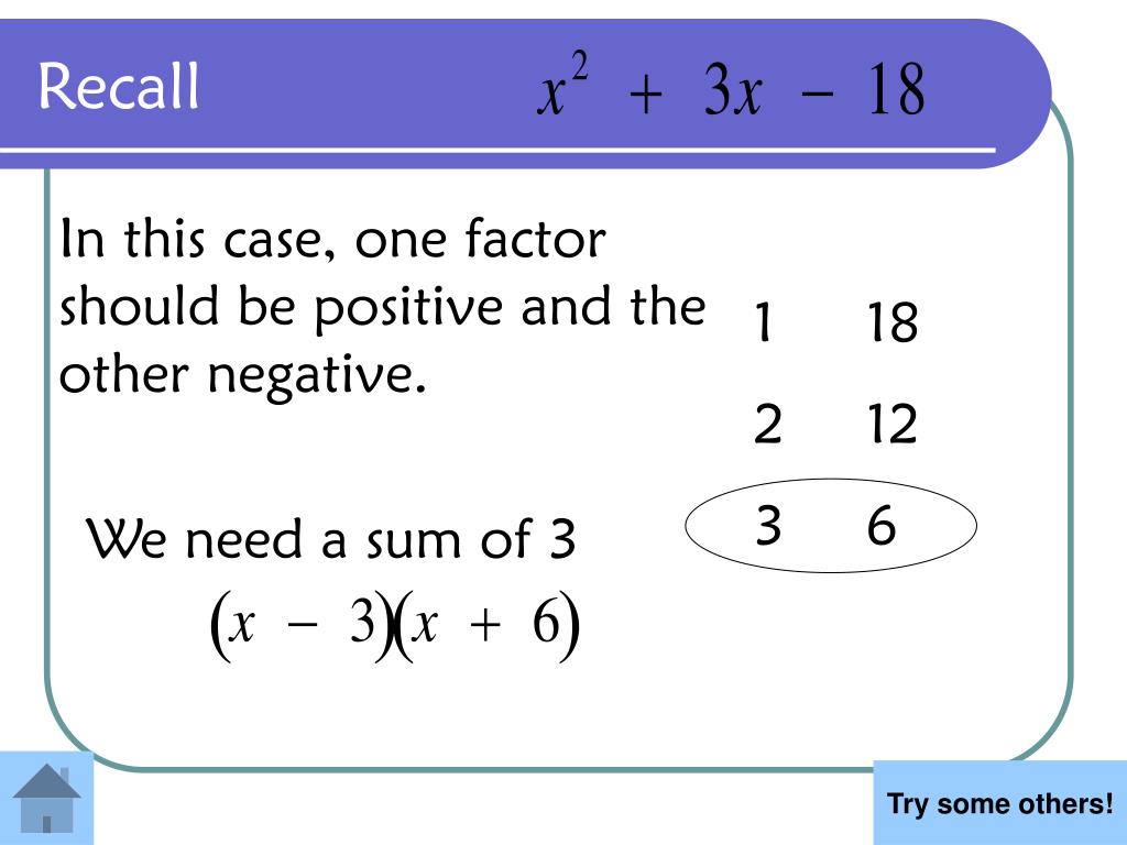 PPT Factoring Quadratic Trinomials PowerPoint Presentation, free