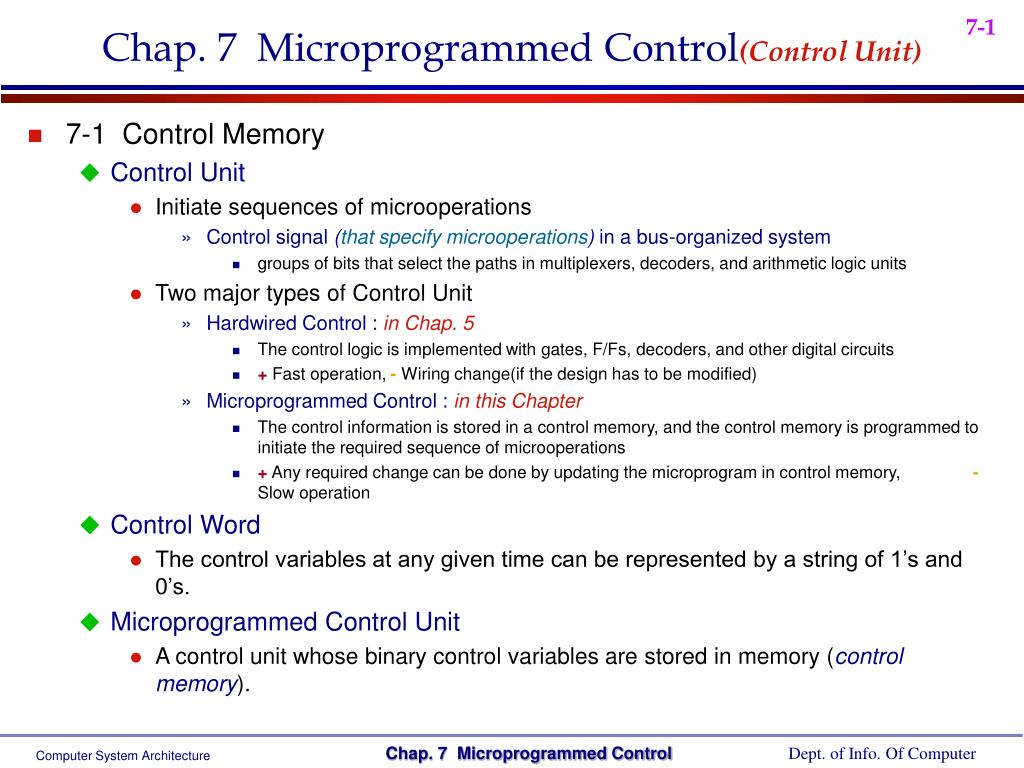 PPT Chap. 7 Microprogrammed Control (Control Unit) PowerPoint