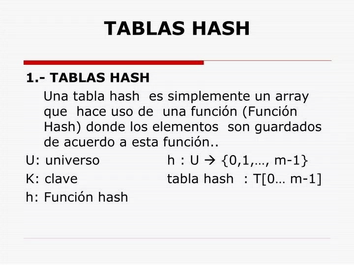 PPT TABLAS HASH PowerPoint Presentation, free download ID6426495