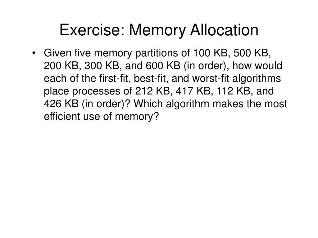 PPT Exercise Memory Allocation PowerPoint Presentation, free