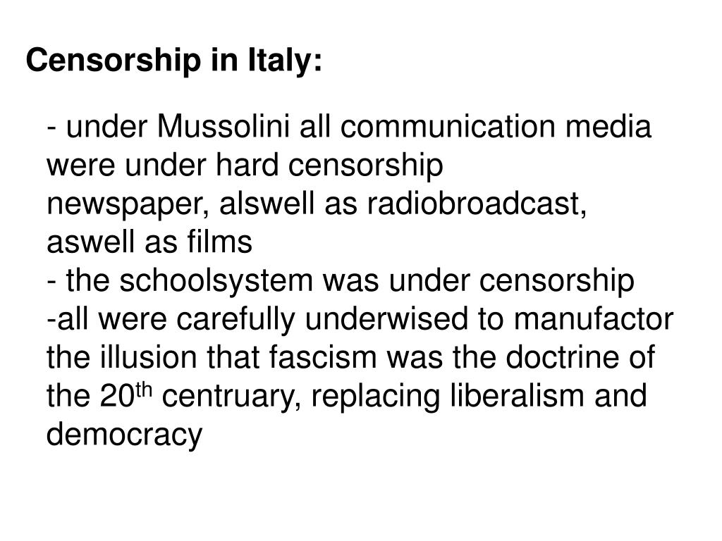 PPT Methods of censorship in Mussolini‘s Italy , Hitler‘s Germany