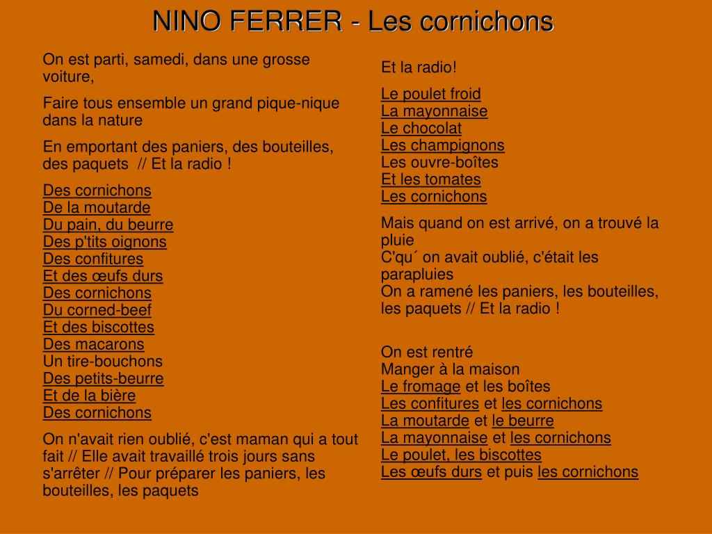 PPT Nino Ferrer „Les cornichons“ PowerPoint Presentation, free