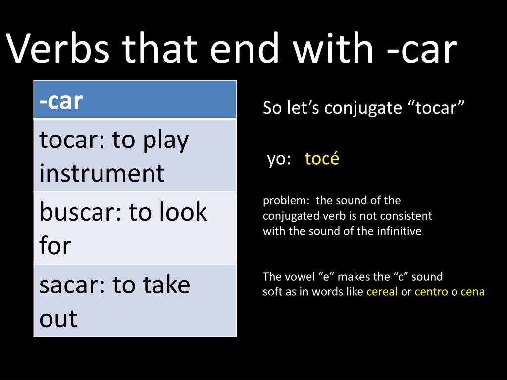 PPT car, gar, zar verbs PowerPoint Presentation, free download
