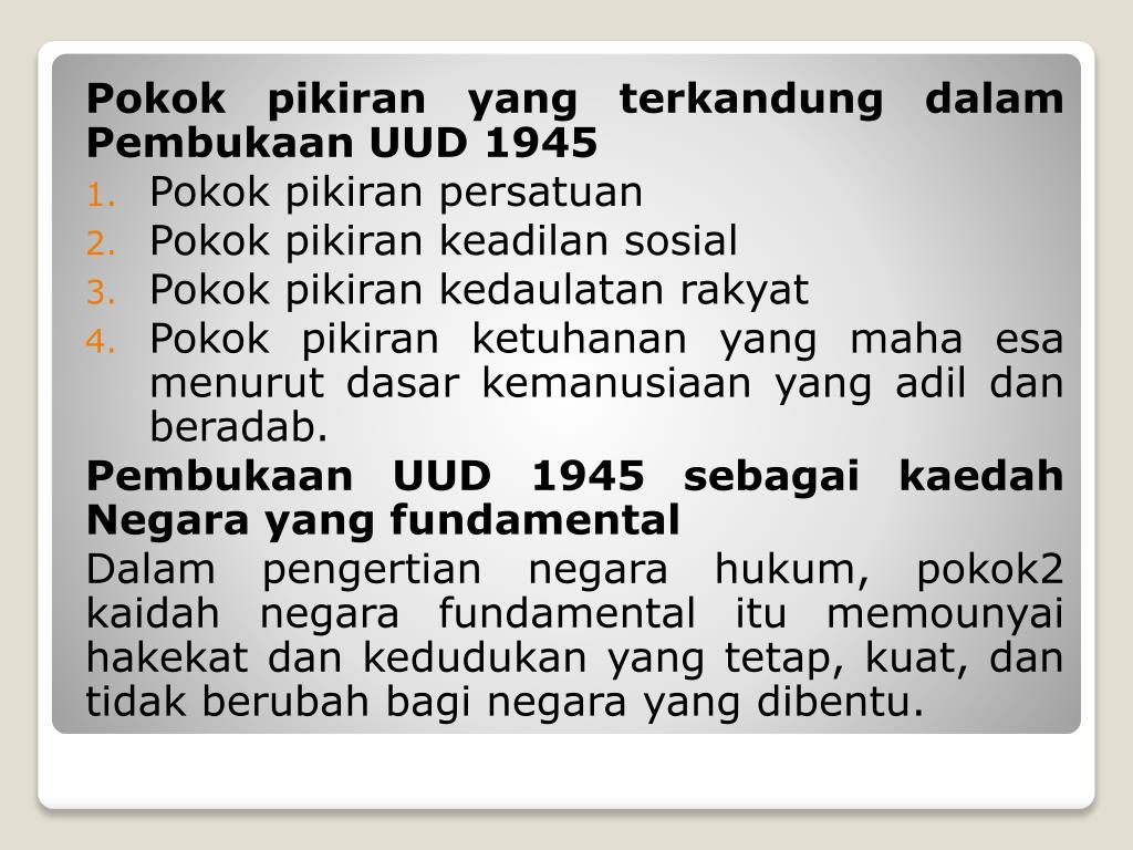 4 Pokok Pikiran Yang Terkandung Dalam Pembukaan Uud 1945