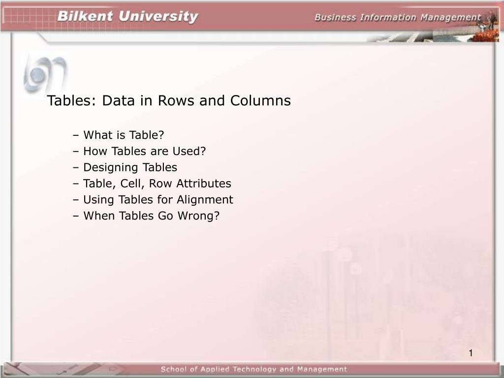 PPT Tables Data in Rows and Columns What is Table? How Tables are
