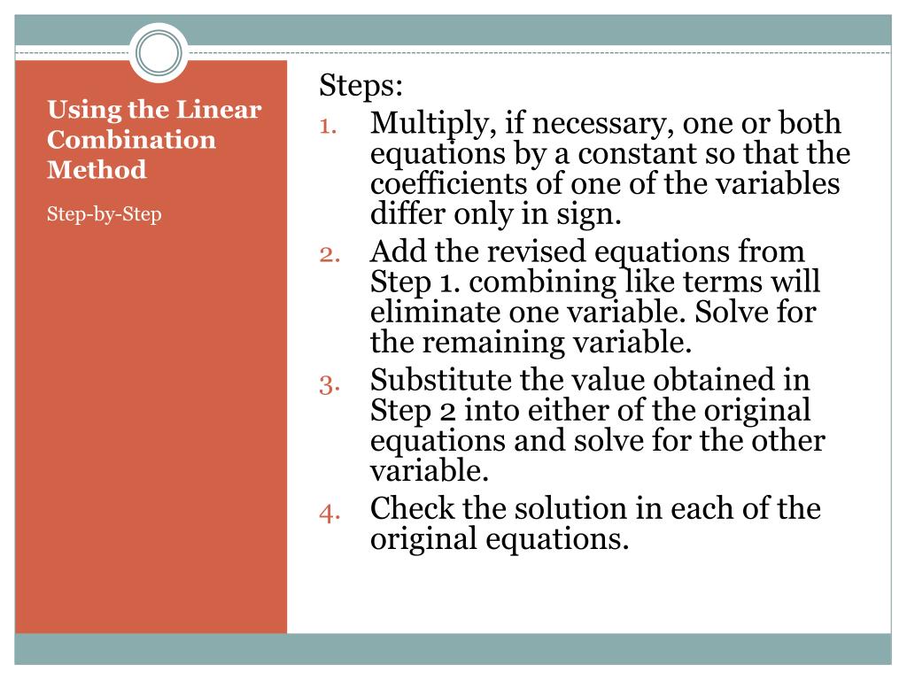 PPT Solving Linear Systems by Linear Combinations PowerPoint