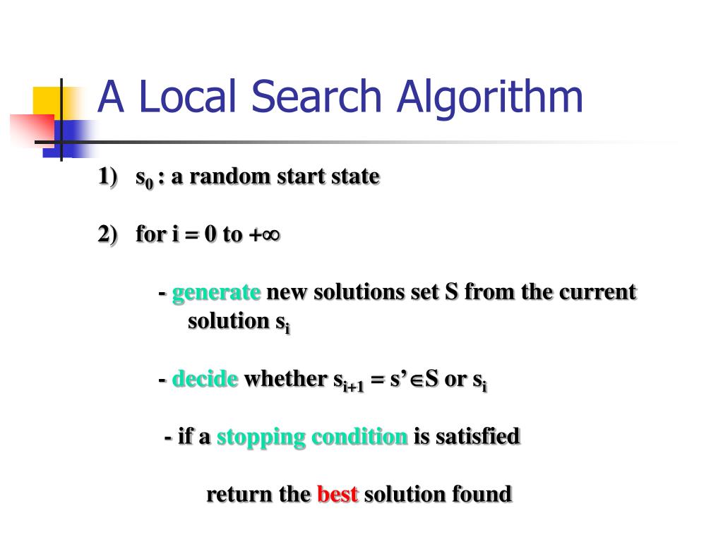 PPT Different Local Search Algorithms in STAGE for Solving Bin
