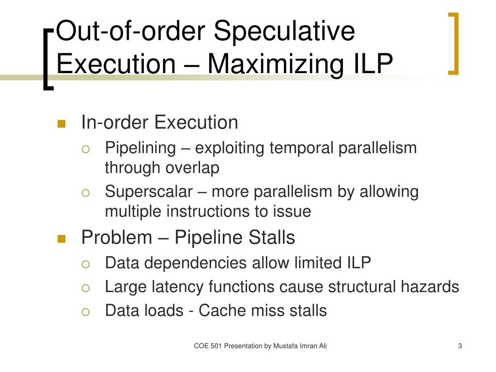 PPT OutofOrder Speculative Execution PowerPoint Presentation, free