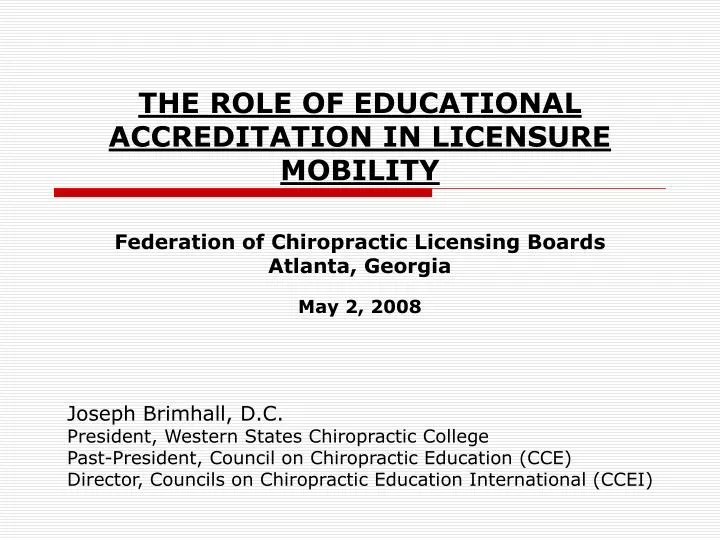 PPT Joseph Brimhall, D.C. President, Western States Chiropractic