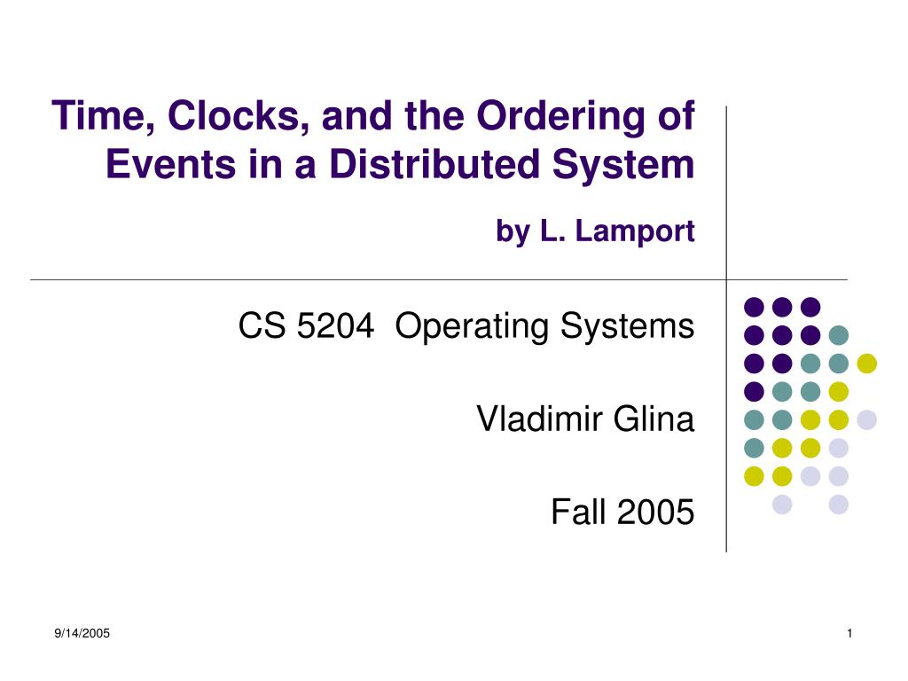 PPT Time, Clocks, and the Ordering of Events in a Distributed System