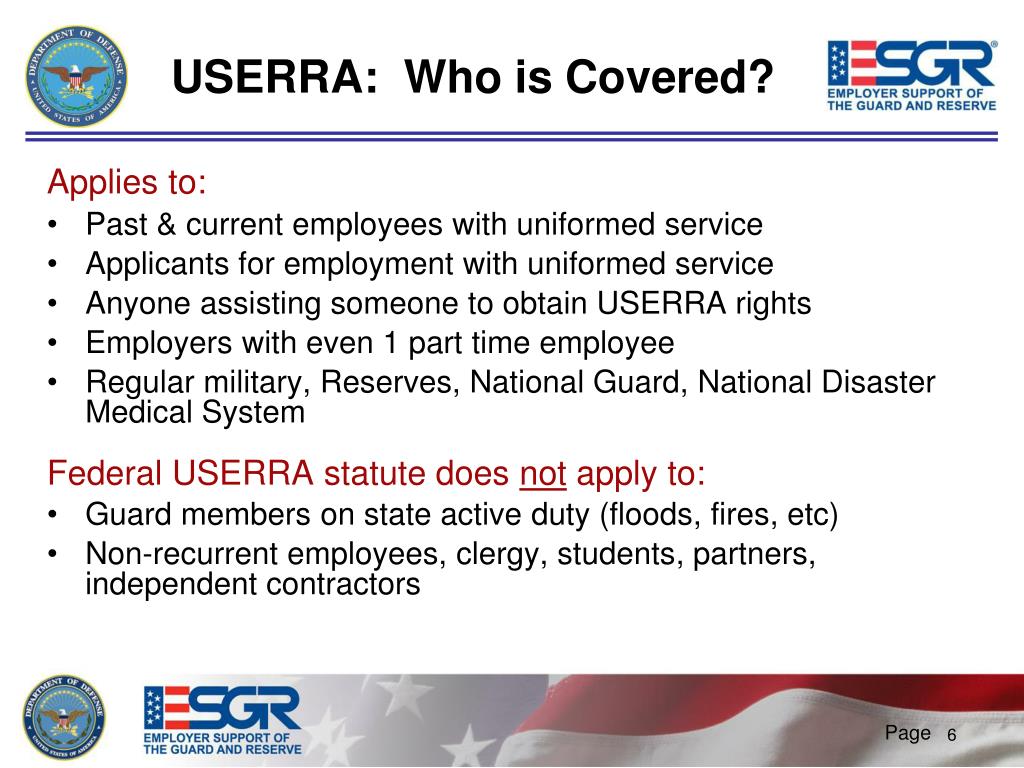 PPT ESGR Ombudsman Services Basic USERRA Overview PowerPoint