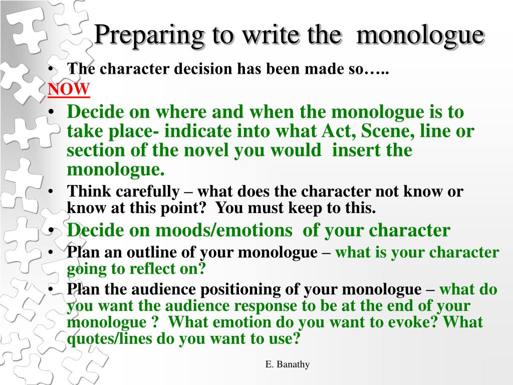 PPT Monologue Preparation PowerPoint Presentation, free download ID