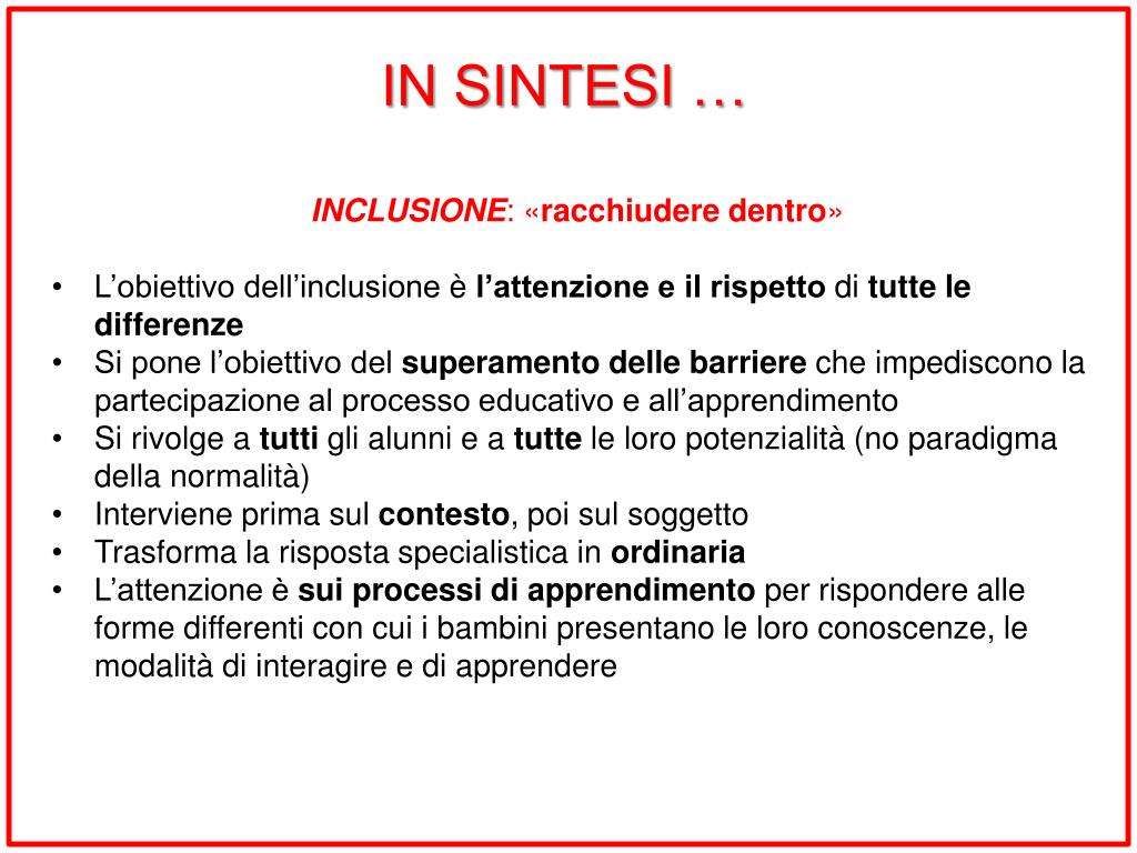 PPT I Bisogni Educativi Speciali tra integrazione ed inclusione
