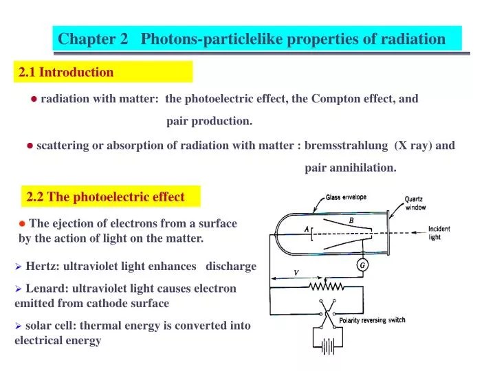 PPT Chapter 2 Photonsparticlelike properties of radiation PowerPoint