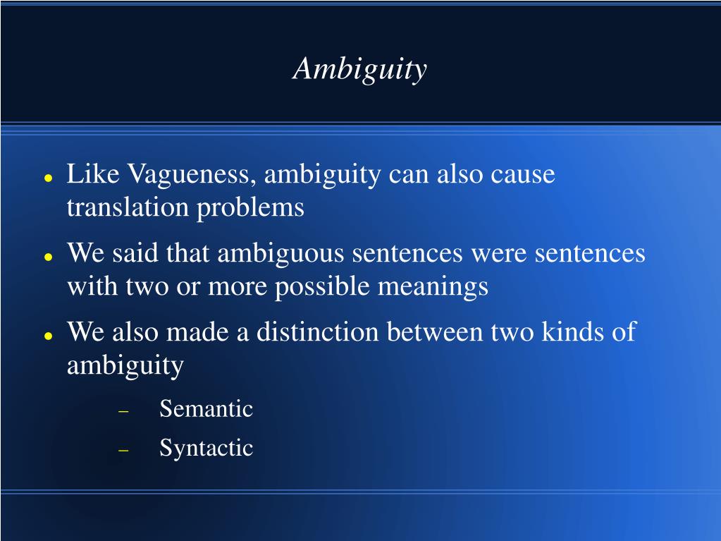 PPT Ambiguity, Generality, and Definitions PowerPoint Presentation