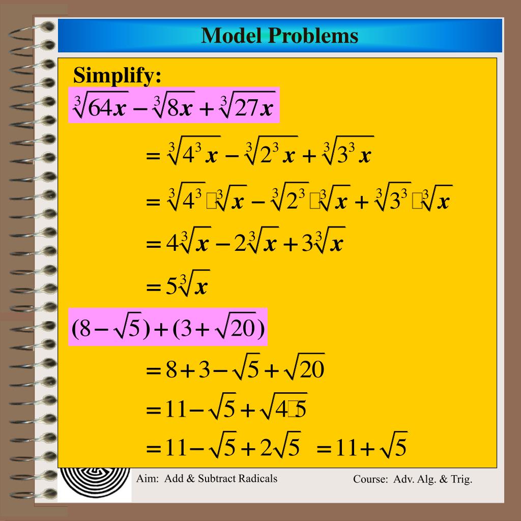 PPT Aim How can We Add and Subtract Radicals? PowerPoint