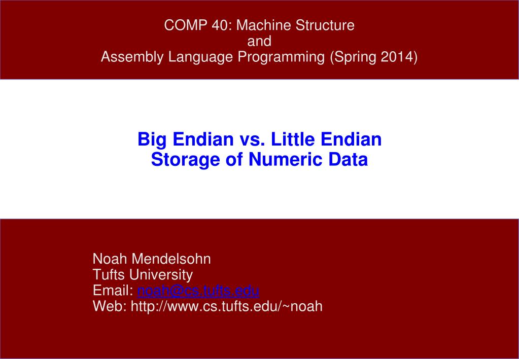 PPT Big Endian vs. Little Endian Storage of Numeric Data