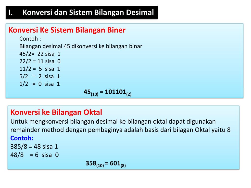 PPT Konversi Bilangan Biner, Desimal, Okta l dan Heksadesimal