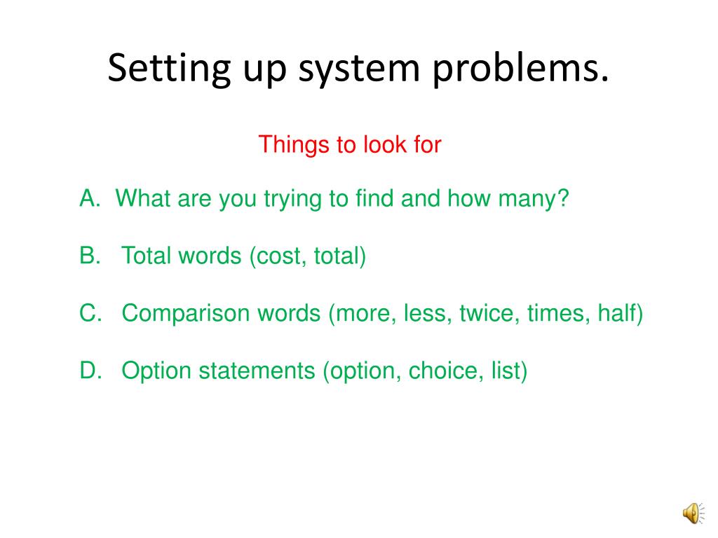 PPT Setting up system problems. PowerPoint Presentation, free