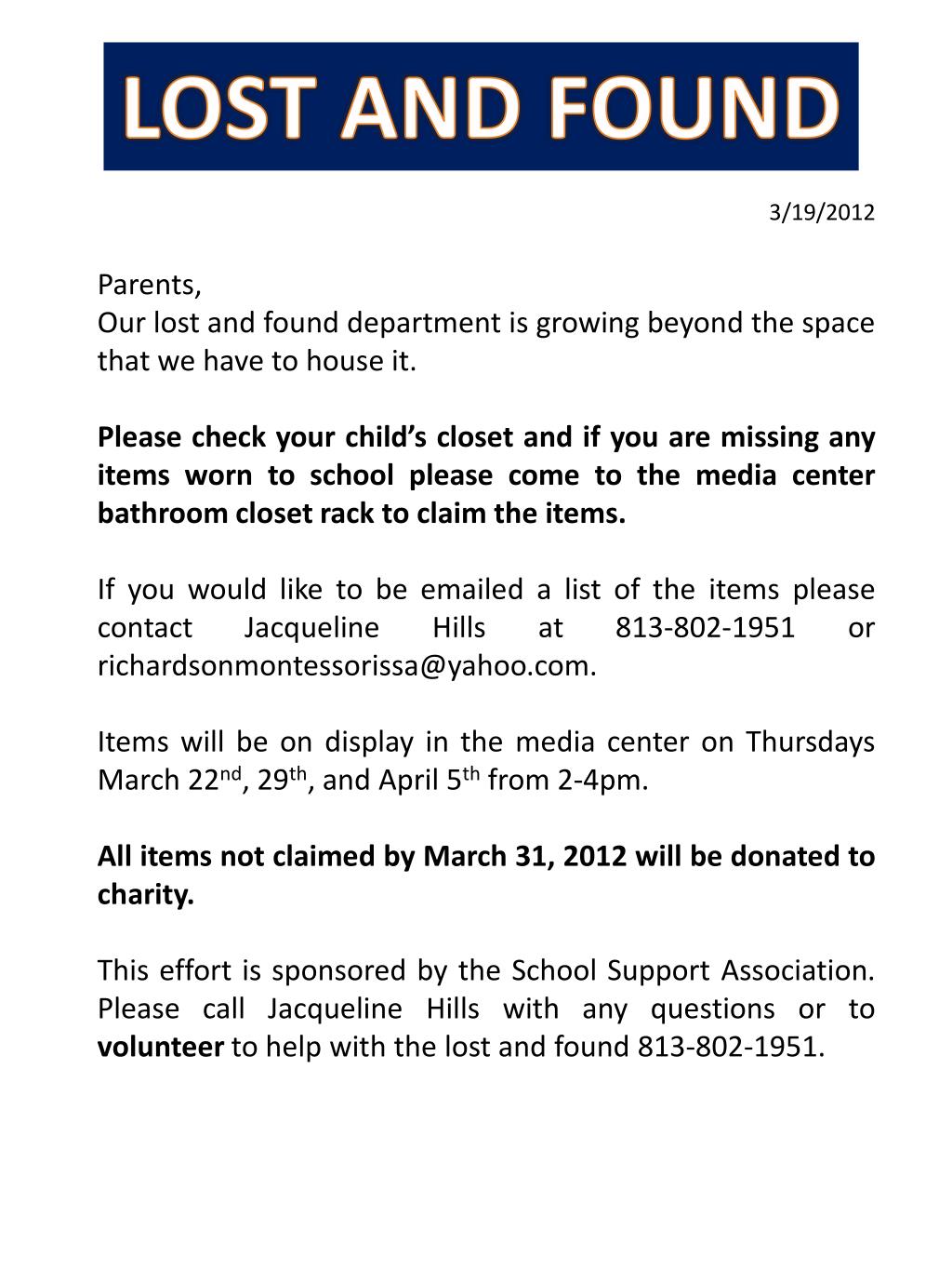 PPT LOST AND FOUND PowerPoint Presentation, free download ID6558915