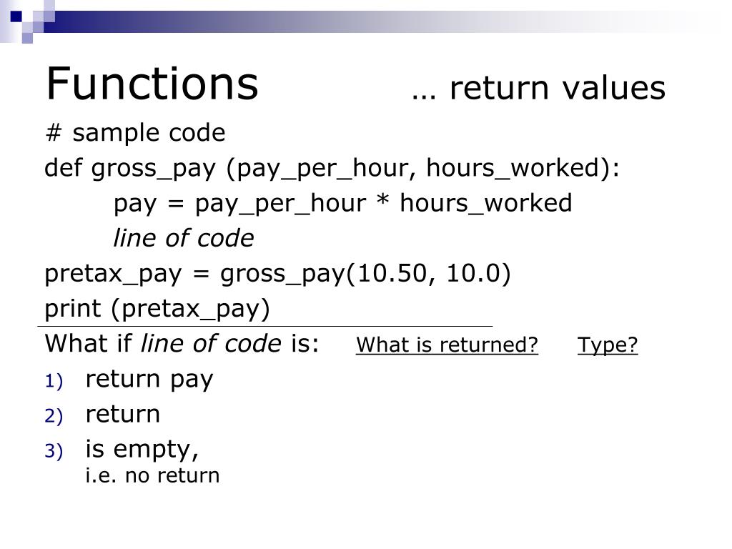 PPT Functions … return values PowerPoint Presentation, free download