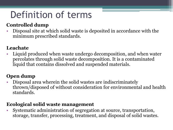 PPT Ecological Solid Waste Management Act of 2000 RA 9003 PowerPoint