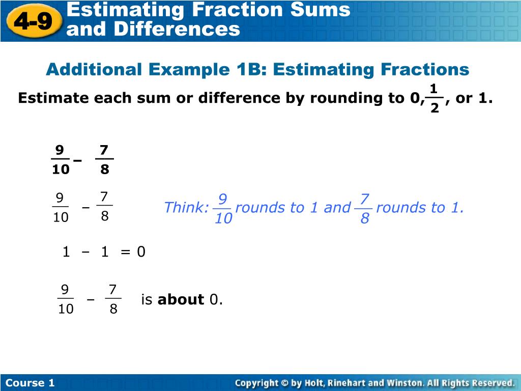 PPT Learn to estimate sums and differences of fractions and mixed