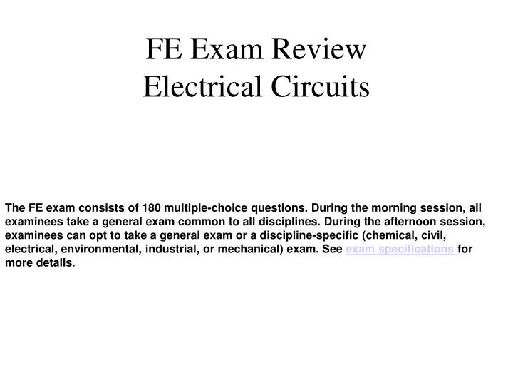 PPT FE Exam Review Electrical Circuits PowerPoint Presentation, free