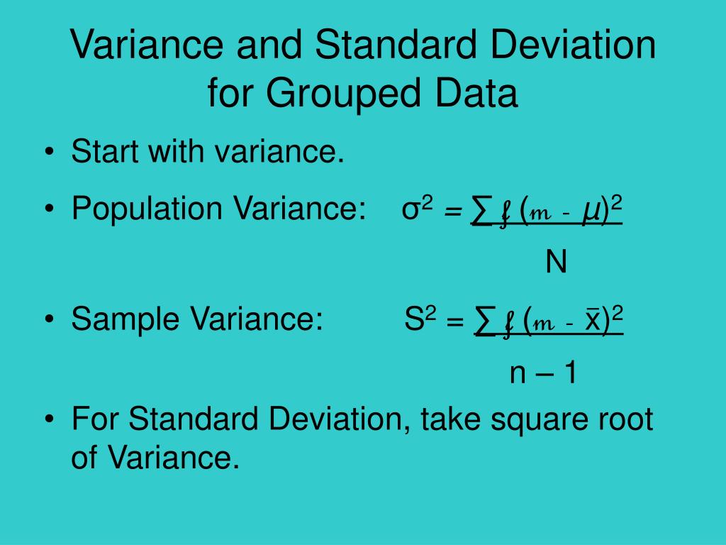 PPT Mean, Variance, and Standard Deviation for Grouped Data
