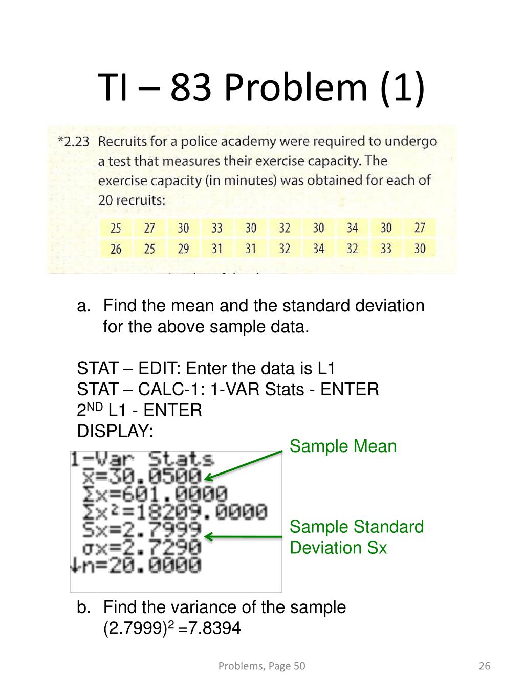 How To Find Mean Of Frequency Distribution On Ti 83