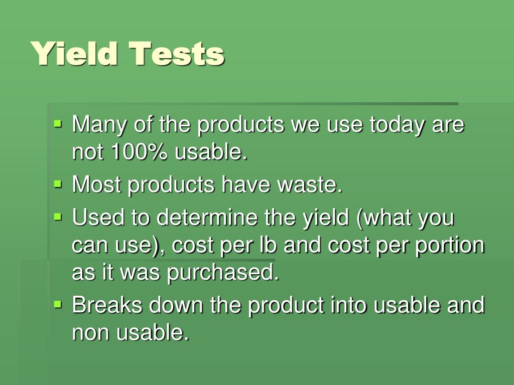 PPT Yield Tests PowerPoint Presentation, free download ID6596288